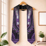 African Dashiki and Polynesian Pattern Graduation Stole Purple