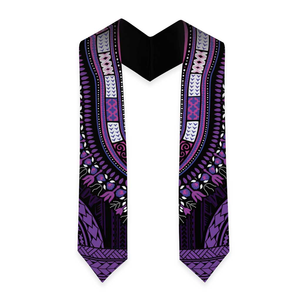 African Dashiki and Polynesian Pattern Graduation Stole Purple