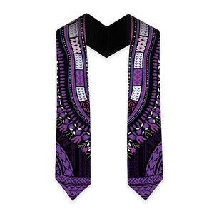 African Dashiki and Polynesian Pattern Graduation Stole Purple