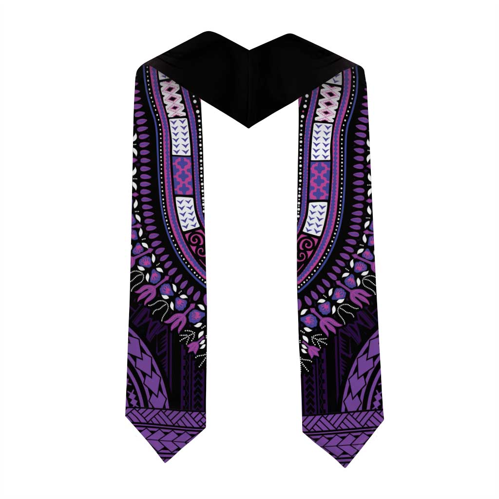 African Dashiki and Polynesian Pattern Graduation Stole Purple