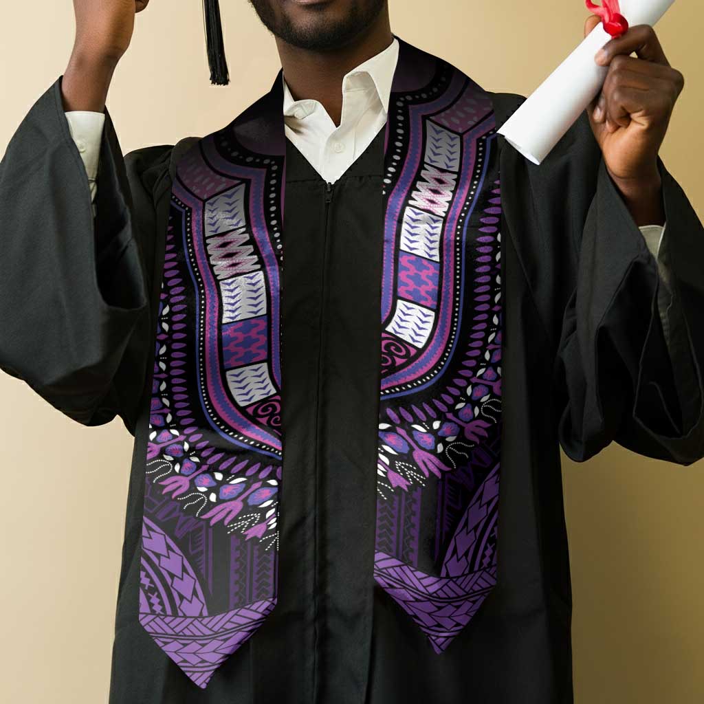 African Dashiki and Polynesian Pattern Graduation Stole Purple