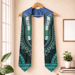 African Dashiki and Polynesian Pattern Graduation Stole Teal