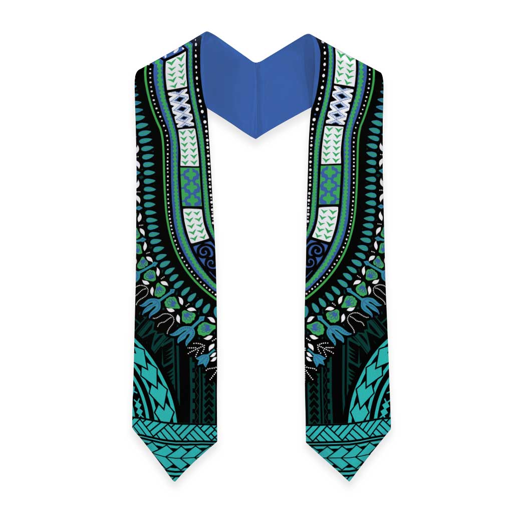 African Dashiki and Polynesian Pattern Graduation Stole Teal