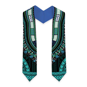 African Dashiki and Polynesian Pattern Graduation Stole Teal