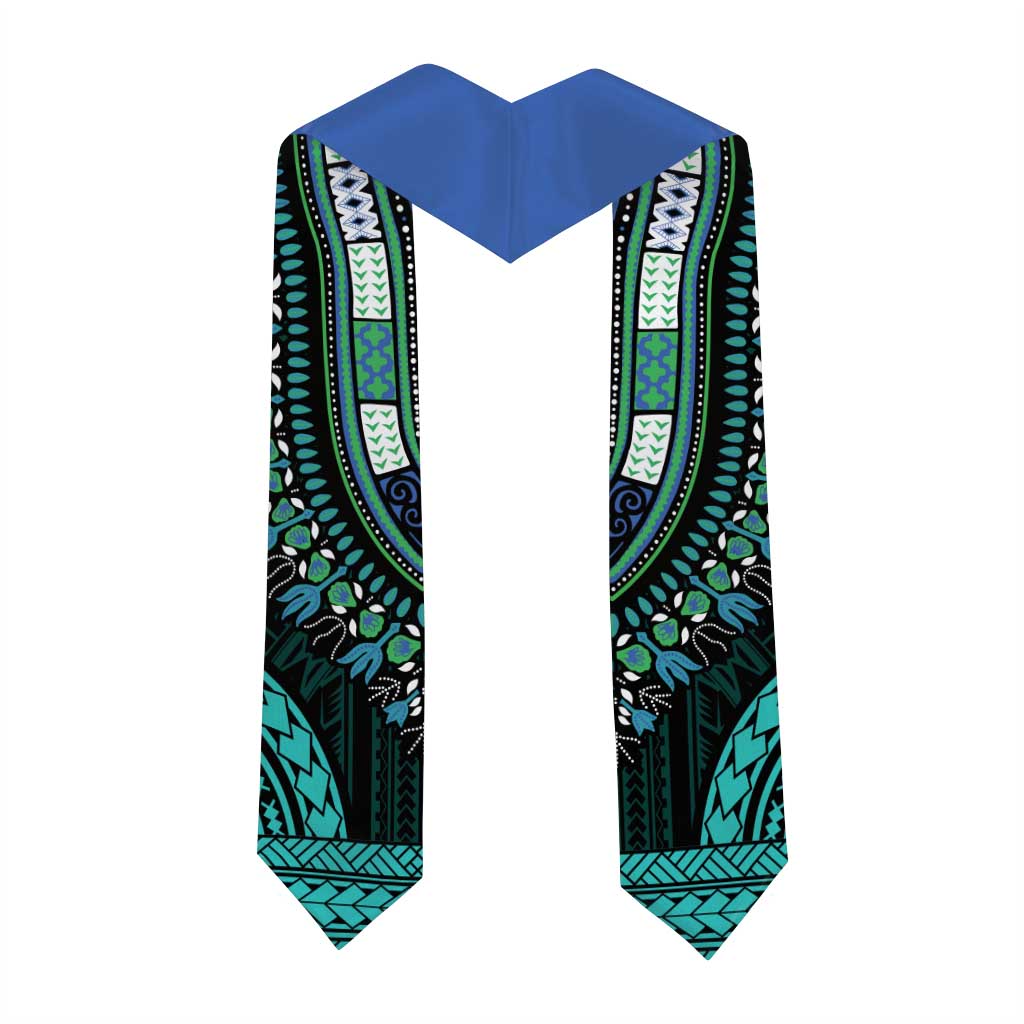 African Dashiki and Polynesian Pattern Graduation Stole Teal