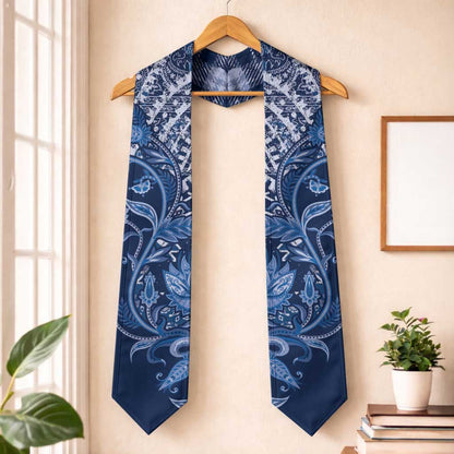 African Floral mix Maasai Shuka Graduation Stole Blue Moitf