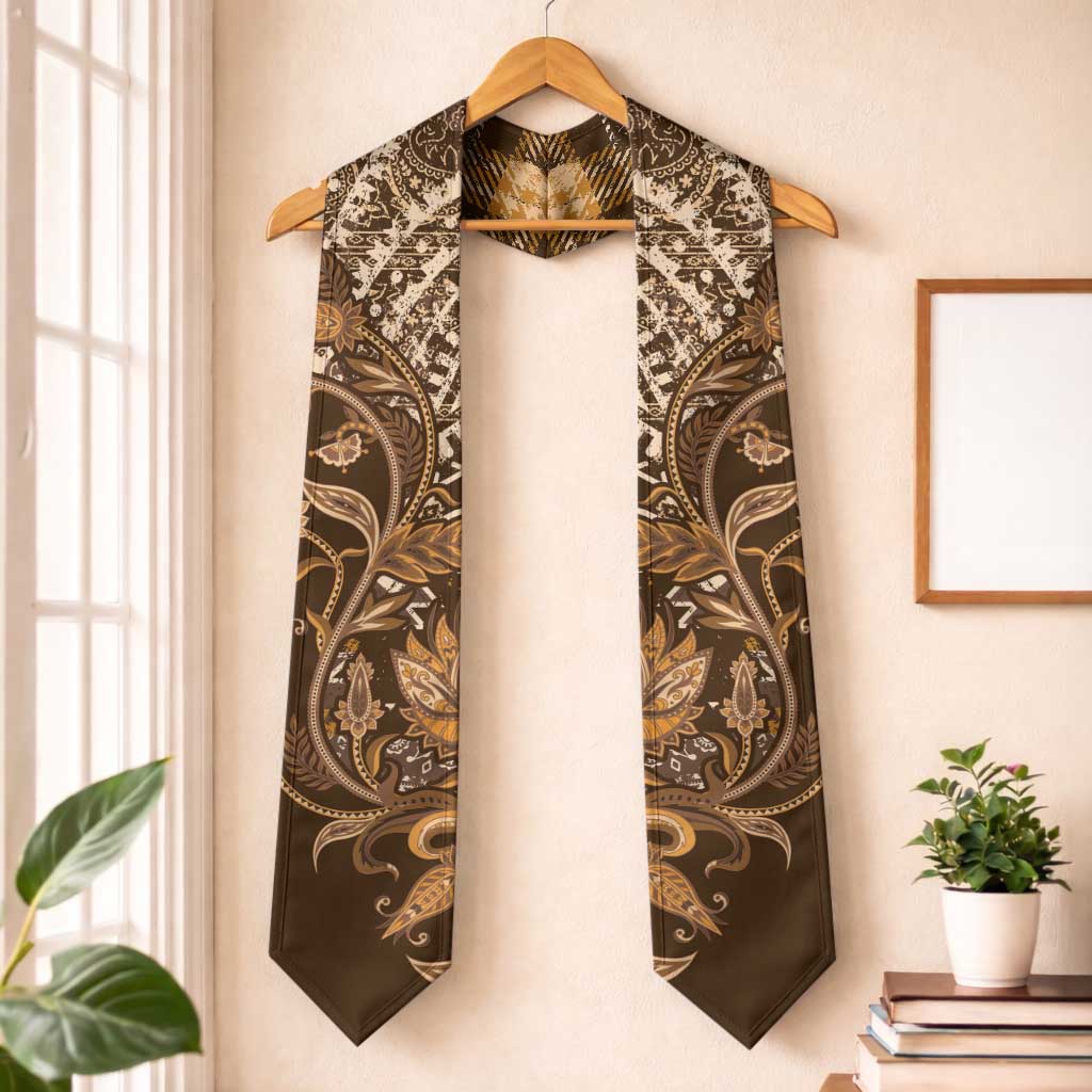 African Floral mix Maasai Shuka Graduation Stole Gold Moitf