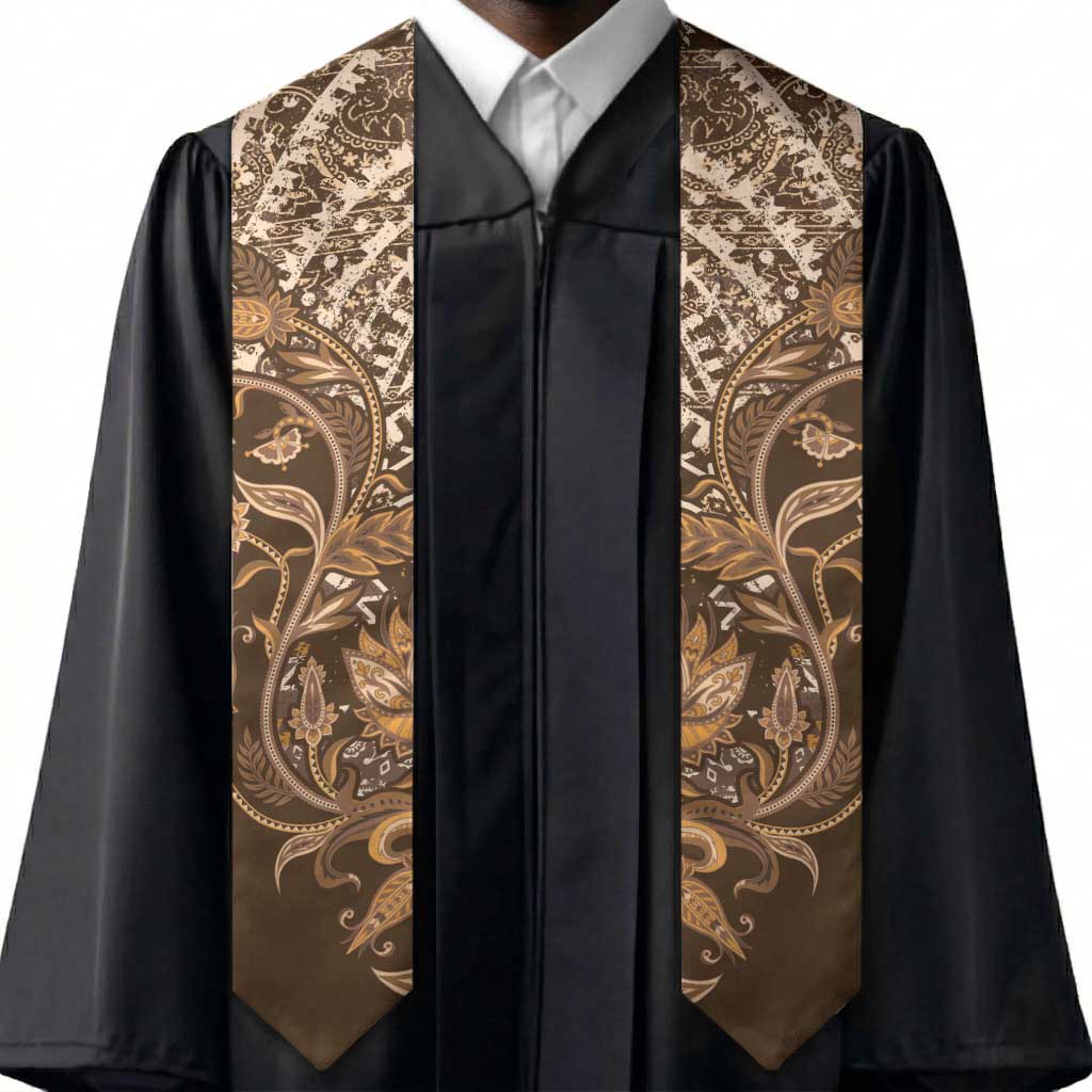 African Floral mix Maasai Shuka Graduation Stole Gold Moitf