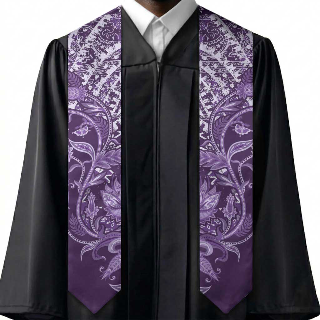 African Floral mix Maasai Shuka Graduation Stole Purple Moitf