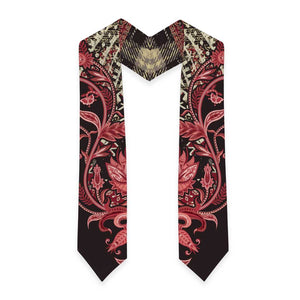 African Floral mix Maasai Shuka Graduation Stole Red Moitf