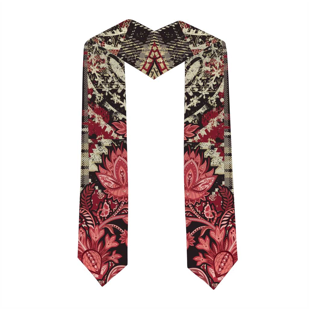 African Floral mix Maasai Shuka Graduation Stole Red Moitf