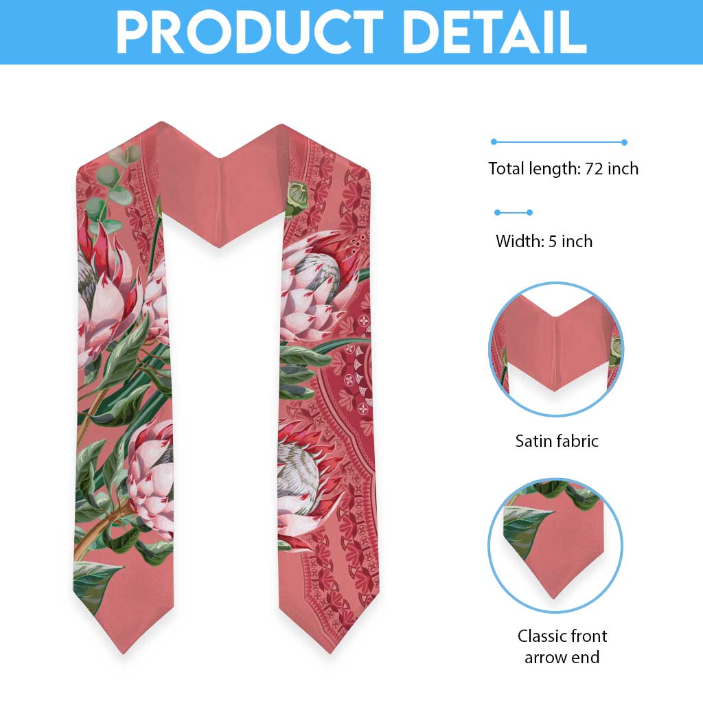 African King Proteas Dashiki Motif Graduation Stole Peach Style