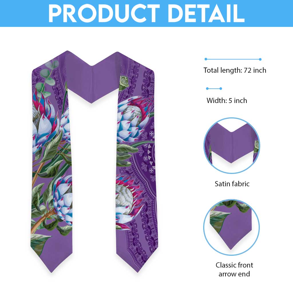 African King Proteas Dashiki Motif Graduation Stole Violet Style