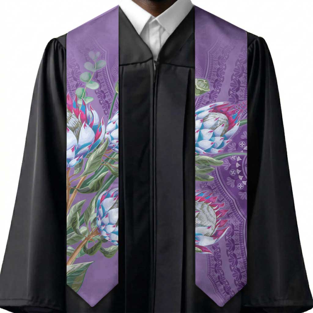 African King Proteas Dashiki Motif Graduation Stole Violet Style