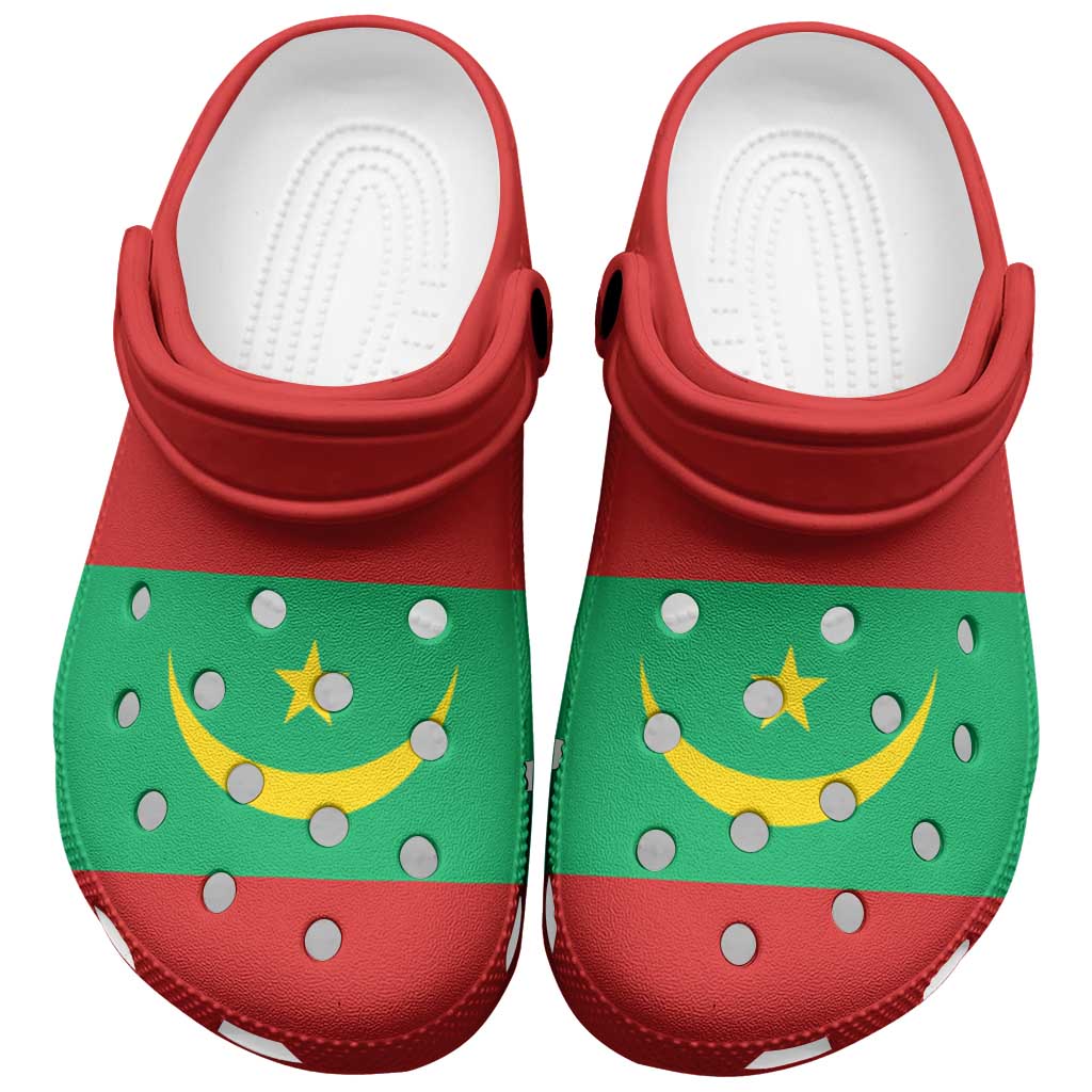 African Proud Mauritania Flag Clogs Shoes - African Pride