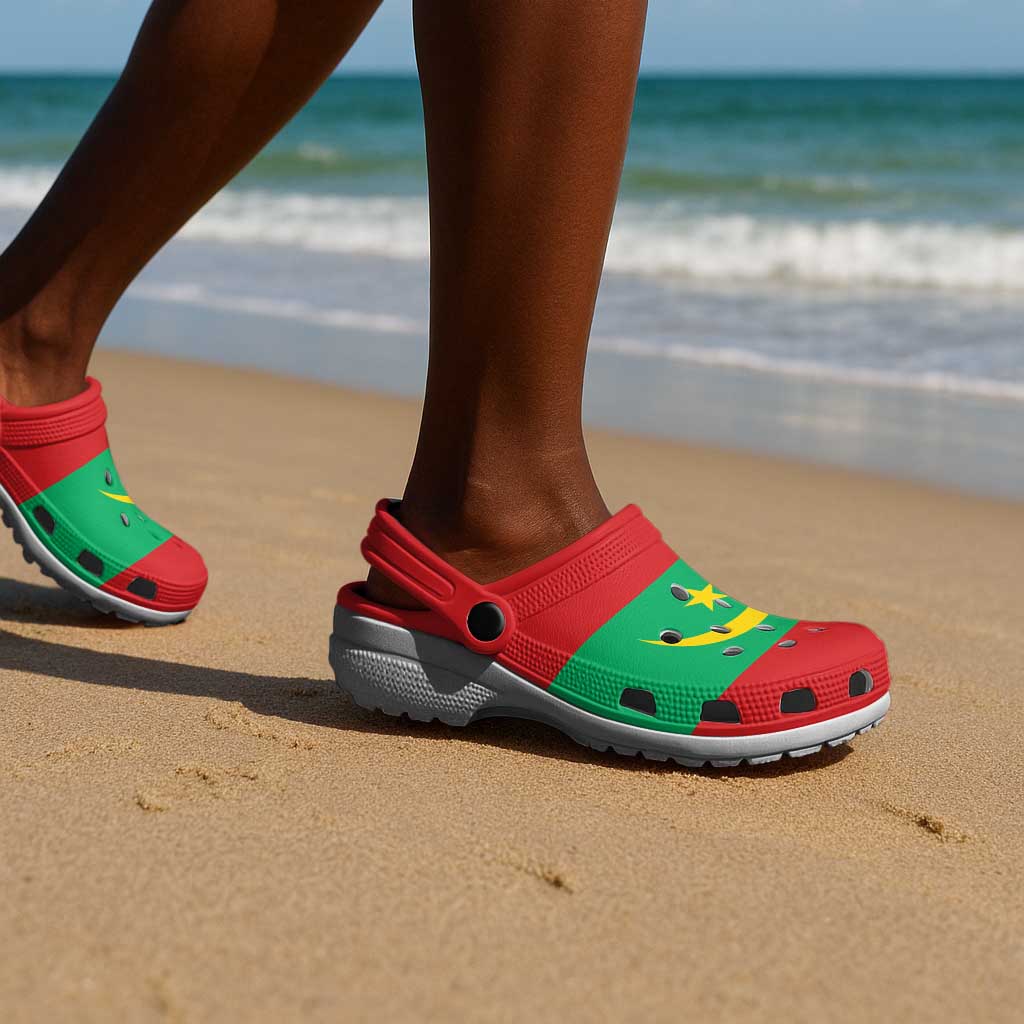 African Proud Mauritania Flag Clogs Shoes - African Pride