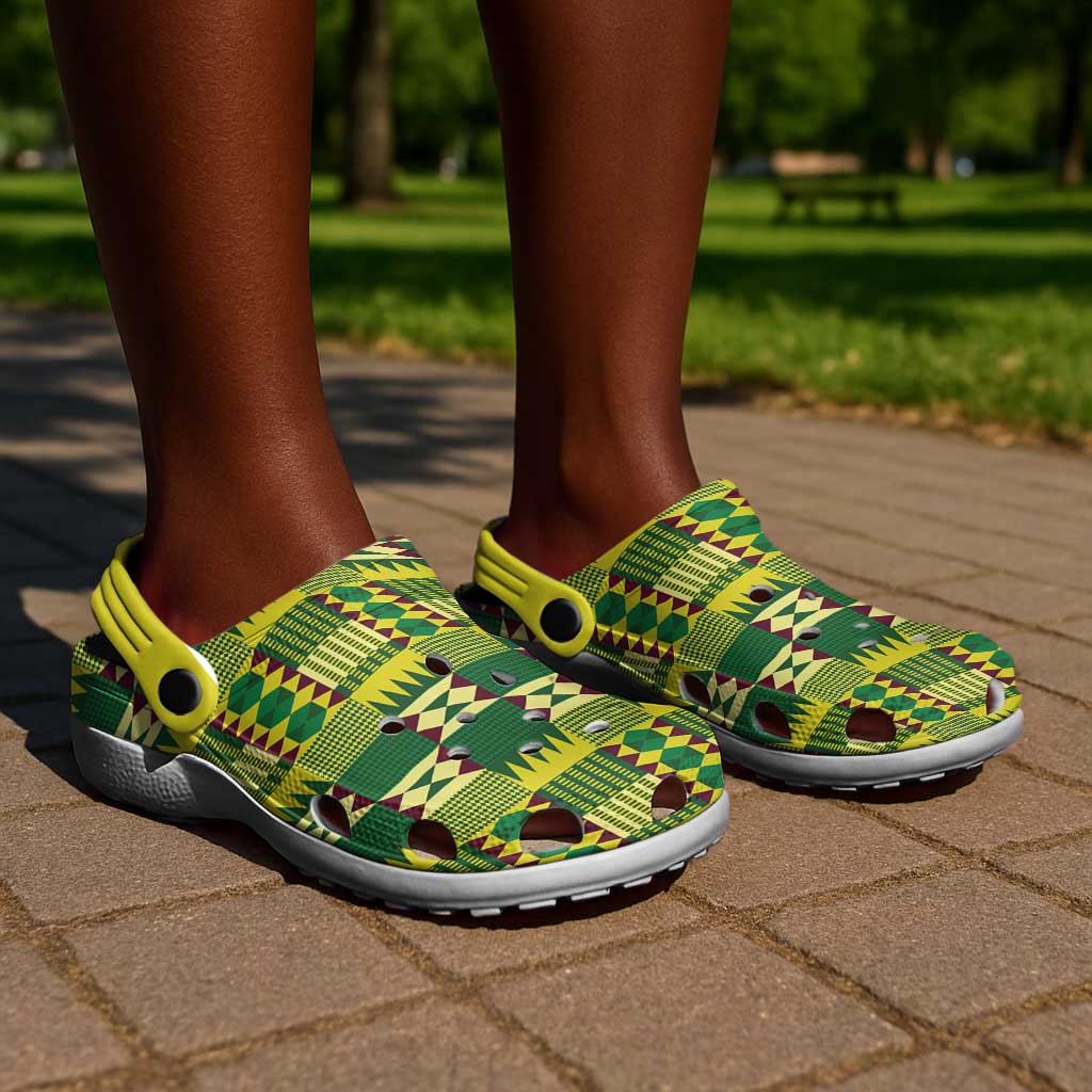 African Sika Fre Mogya Kente Pattern Clogs Shoes - African Pride