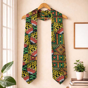 African Tribal Geometric Mixed Kanga Pattern Graduation Stole