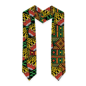 African Tribal Geometric Mixed Kanga Pattern Graduation Stole