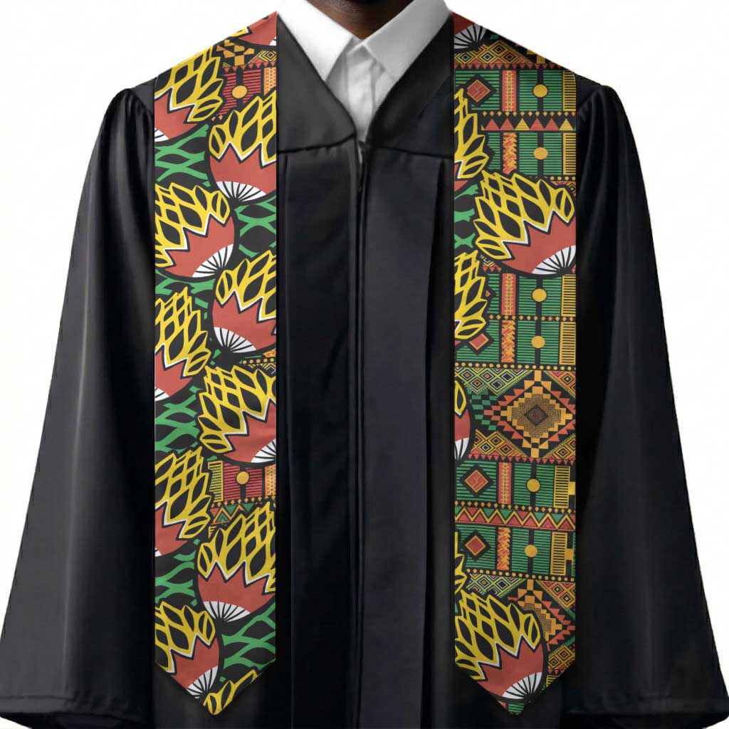 African Tribal Geometric Mixed Kanga Pattern Graduation Stole