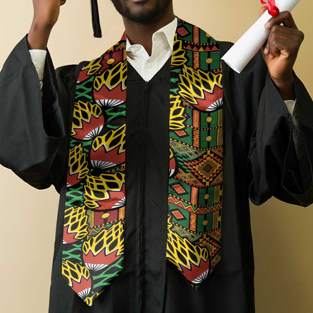 African Tribal Geometric Mixed Kanga Pattern Graduation Stole