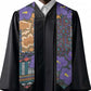 African Violets Flowers Graduation Stole Mix Native Tribal Pattern