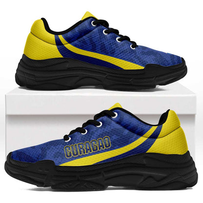 Afro Curacao 2026 Football Chunky Sneakers Go Blue Wave Grunge Curve Stylized - African Pride