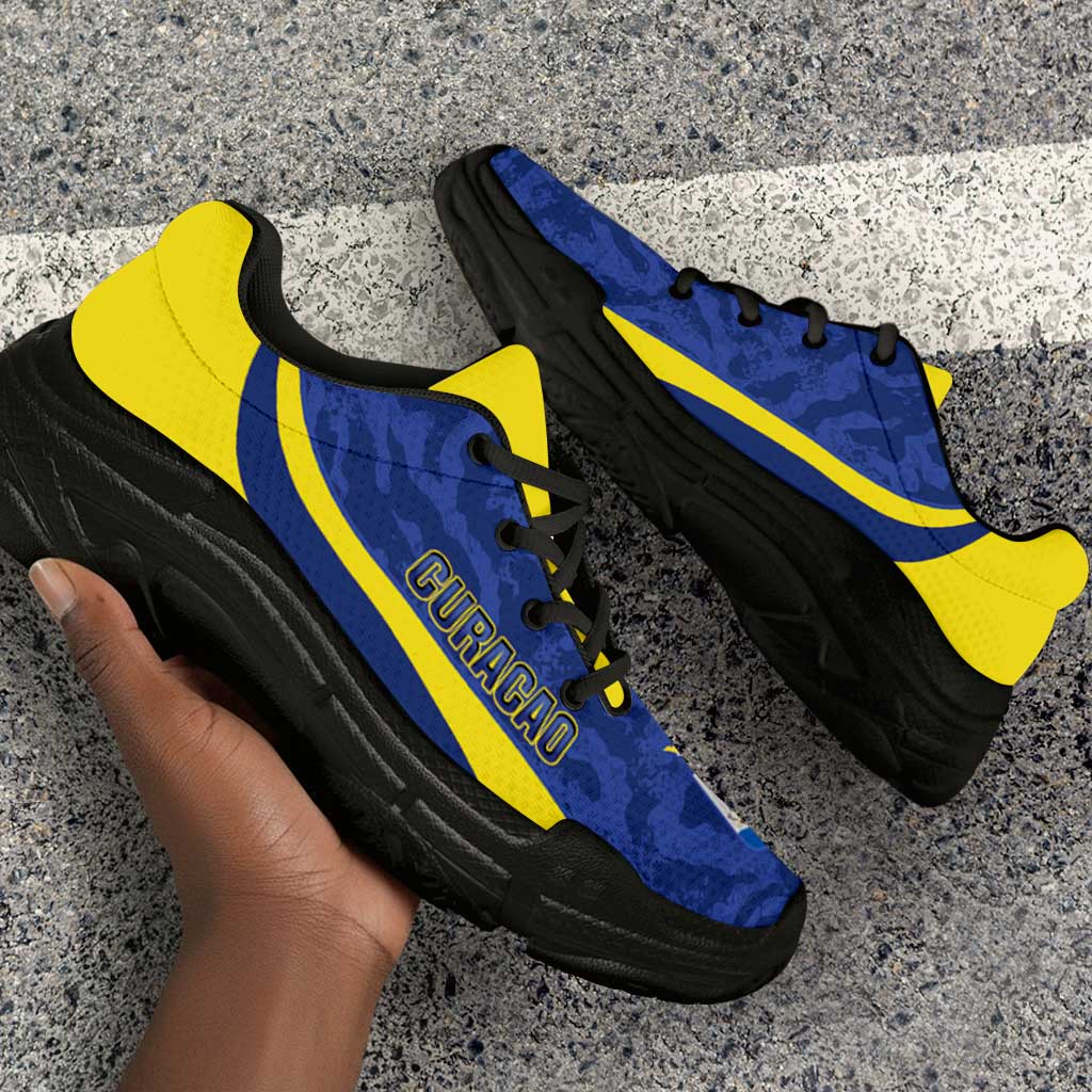 Afro Curacao 2026 Football Chunky Sneakers Go Blue Wave Grunge Curve Stylized - African Pride
