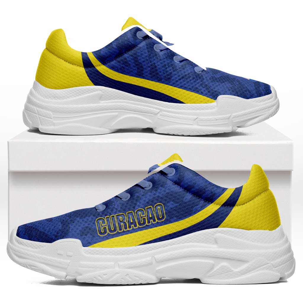 Afro Curacao 2026 Football Chunky Sneakers Go Blue Wave Grunge Curve Stylized - African Pride