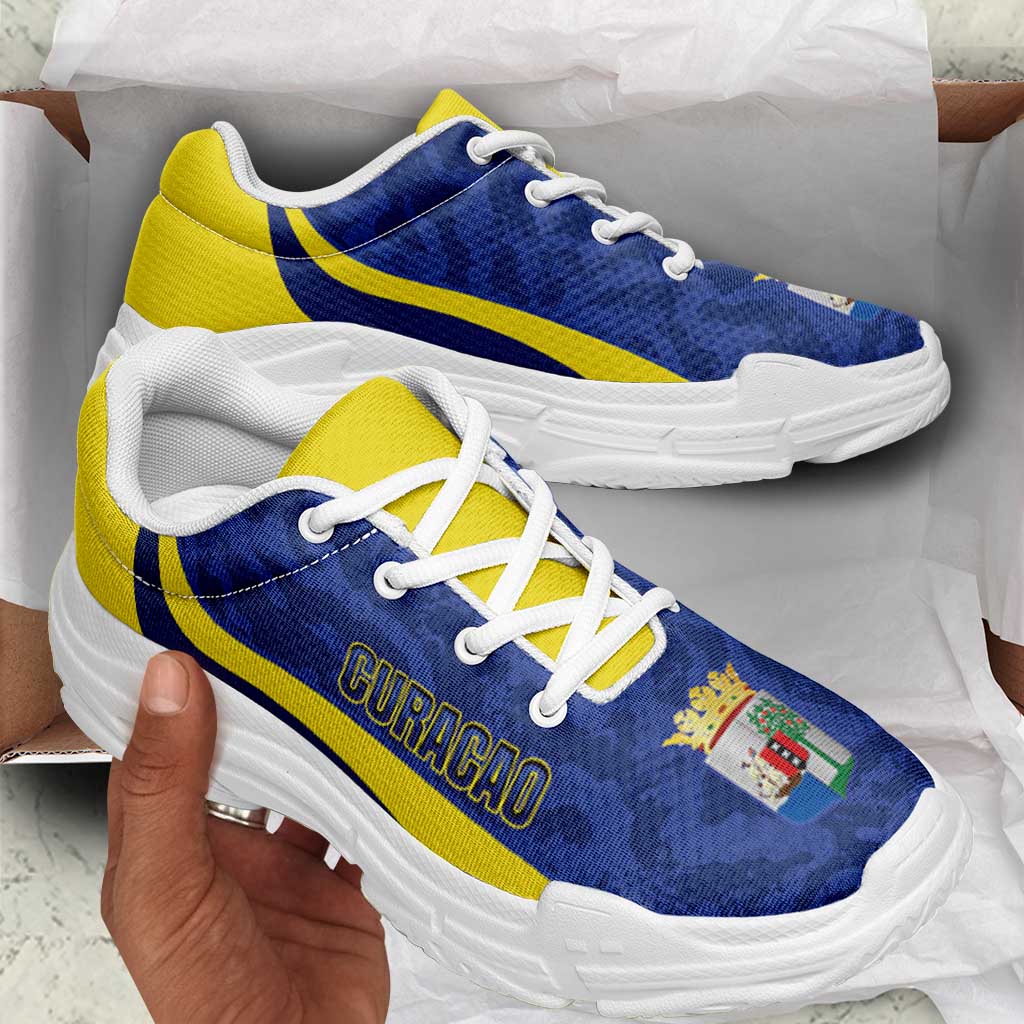 Afro Curacao 2026 Football Chunky Sneakers Go Blue Wave Grunge Curve Stylized - African Pride