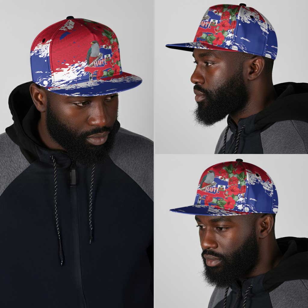 Afro Haiti Independence Day Snapback Cap 1804 Proud Ayiti Map Hispaniolan Trogon - African Pride