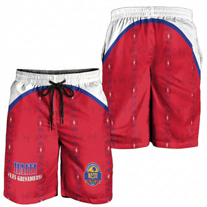 Afro-Haitians Football Pride Shorts for Men Les Grenadiers Veve Vodou Red Version - African Pride