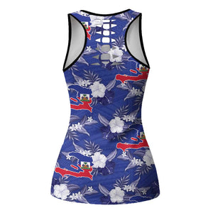 Afro-Haitians Hollow Tank Top Ayiti Map and Rose Kayenn Tropical Style - African Pride