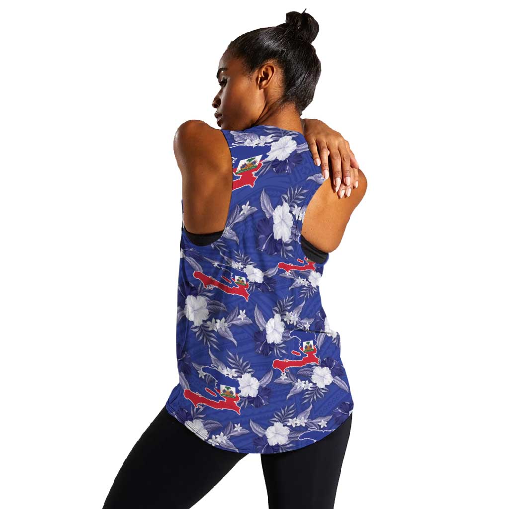 Afro-Haitians Women Racerback Tank Ayiti Map and Rose Kayenn Tropical Style - African Pride