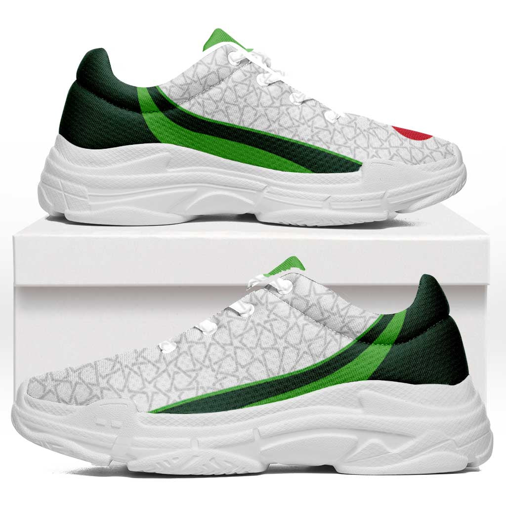 Algeria 2026 Football Chunky Sneakers Go Greens Islamic Pattern Curve Stylized - African Pride