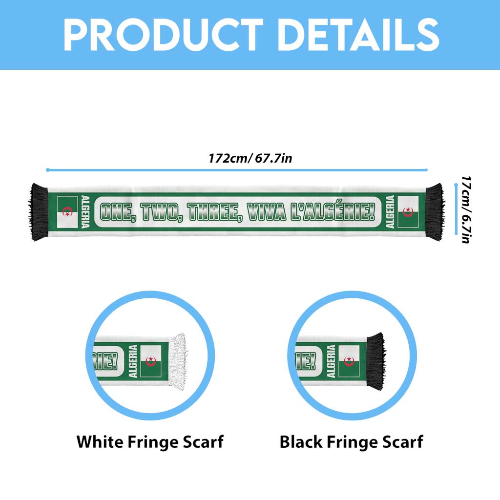 Algeria 2026 Football Personalized Soccer Scarf One Two Three Viva L'algerie