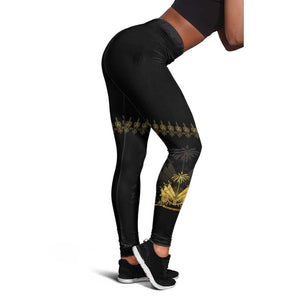 Ayiti 222nd Independence Day Anniversary Leggings Haiti Gold VeVe Pattern - African Pride