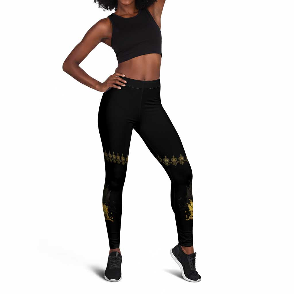 Ayiti 222nd Independence Day Anniversary Leggings Haiti Gold VeVe Pattern - African Pride