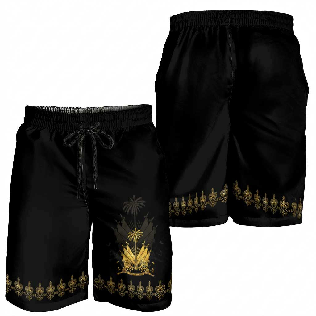 Ayiti 222nd Independence Day Anniversary Shorts for Men Haiti Gold VeVe Pattern - African Pride
