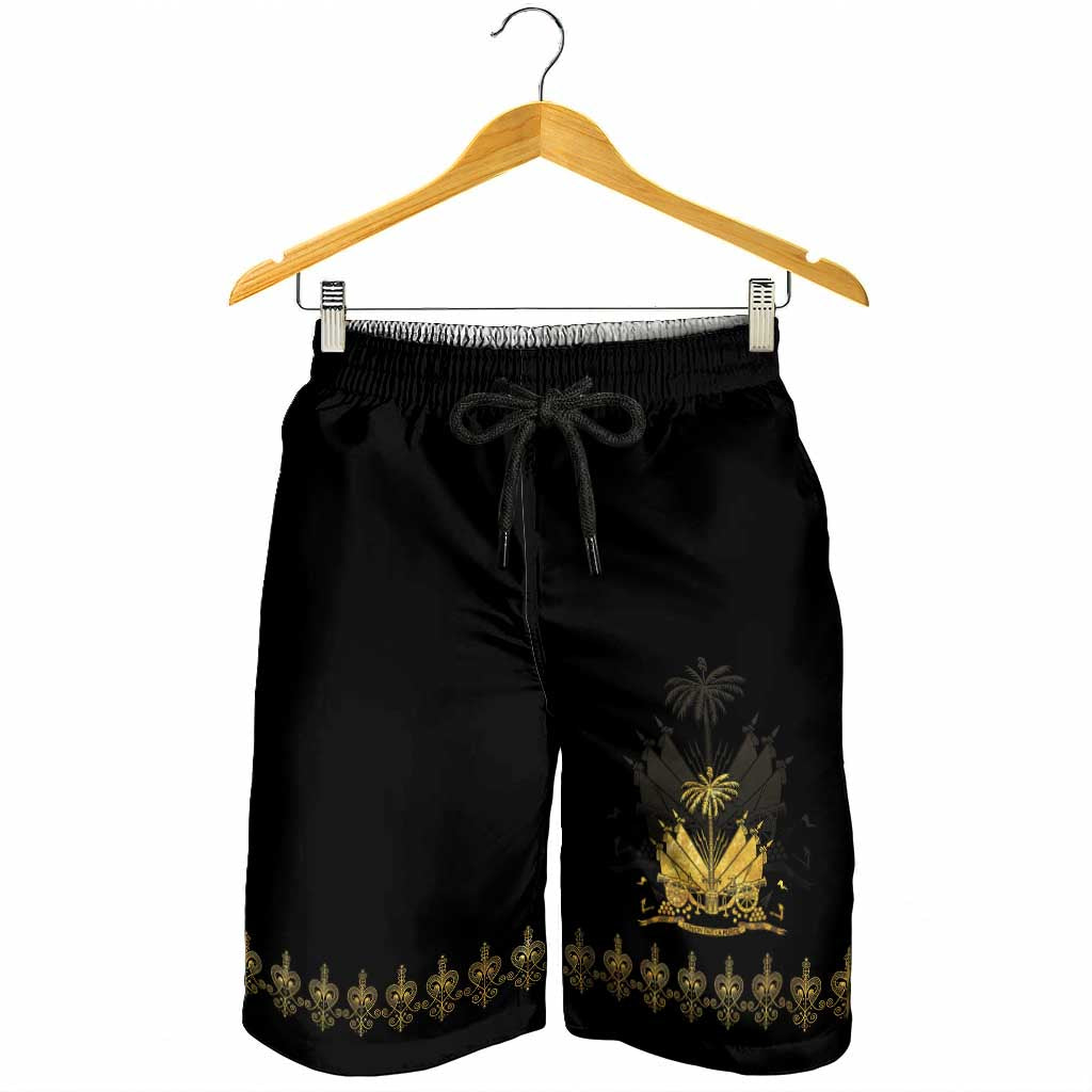 Ayiti 222nd Independence Day Anniversary Shorts for Men Haiti Gold VeVe Pattern - African Pride