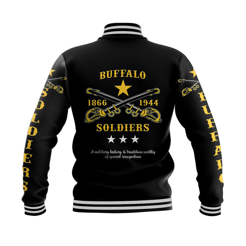 Personalized Buffalo Soldiers Baseball Jacket African American Military Simple Style - Black  - African Pride