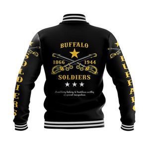 Personalized Buffalo Soldiers Baseball Jacket African American Military Simple Style - Black  - African Pride