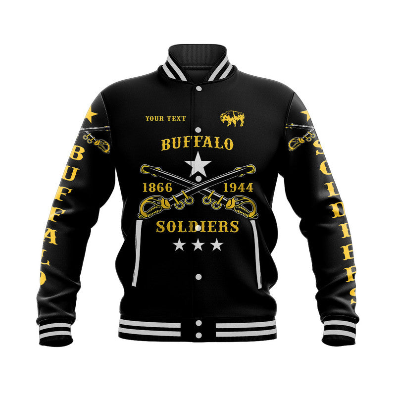 Personalized Buffalo Soldiers Baseball Jacket African American Military Simple Style - Black  - African Pride