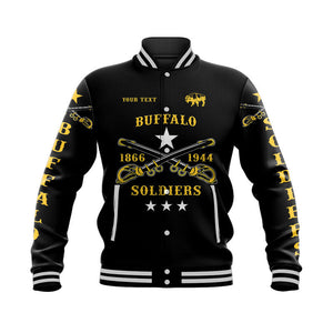 Personalized Buffalo Soldiers Baseball Jacket African American Military Simple Style - Black  - African Pride