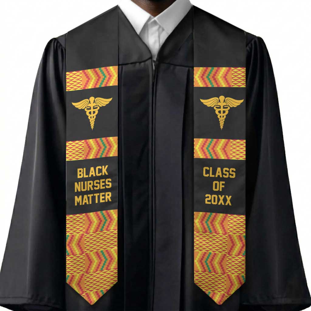 Black Nurses Matter Custom Year of Class Kente Pattern Graduation Stole