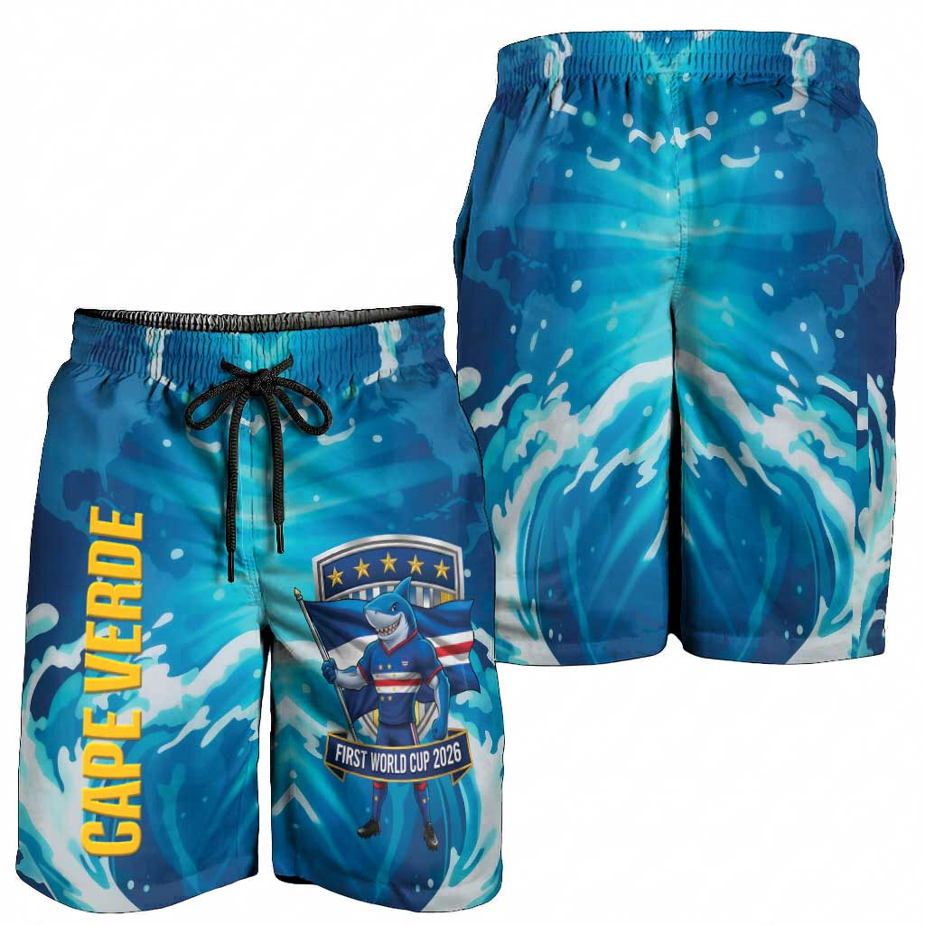 Blue Shark Cape Verde Football Shorts for Men First World Cup 2026 - African Pride