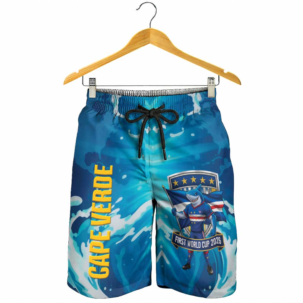 Blue Shark Cape Verde Football Shorts for Men First World Cup 2026 - African Pride