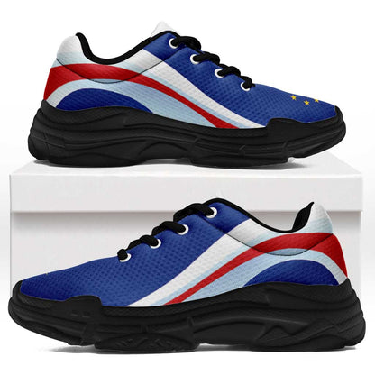 Cape Verde Football Chunky Sneakers Flag-Inspired Curve Style