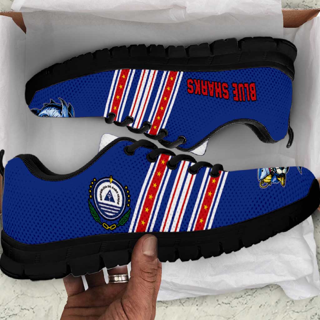 Cape Verde Football Sneakers Monster Blue Shark Striped Style