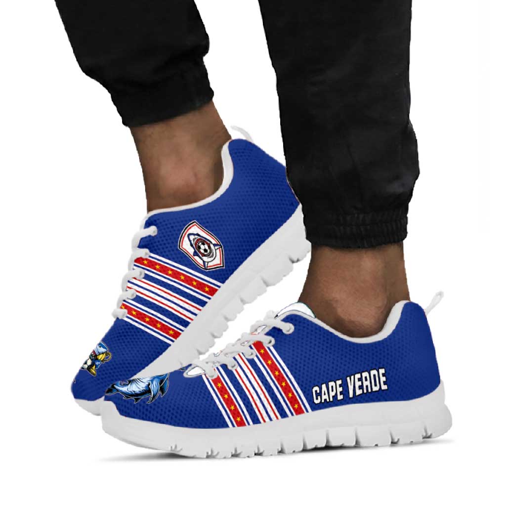 Cape Verde Football Sneakers Monster Blue Shark Striped Style